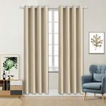 BGment Blackout Curtains - Grommet Thermal Insulated Room Darkening Bedroom and Living Room Curtain, 2 Panels of 52 x 84 Inch, Beige