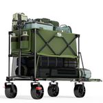 TIMBER RIDGE 400L Large Capacity Folding Double Decker Wagon, 54" Extra Long Extender Wagon Cart, 450lbs Heavy Duty Collapsible Wagon, All-Terrain Big Wheels for Camping, Sports, Shopping, Green