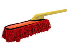 American Style Car Duster - Wooden Handle - Soft Red Cotton Mop head