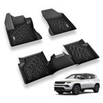 3W Floor Mats Compatible for Jeep Compass 2017-2023 2024 2025 TPE All Weather Non-Slip Odorless Custom Fit First and Second Rows Full Set Car Mats Black Over 10 Years Lifespan