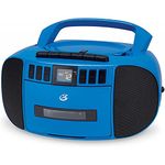 GPX BCA209BU Portable Am/FM Boombox with CD and Cassette Player, Blue