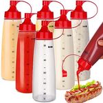 6 Pcs Wide Mouth Condiment Bottle 19 oz Plastic Condiment Squeeze Bottles Empty Reusable Batter Bottle for Sauces Ketchup Honey Mustard Oil Sauces Paint Crafts Resin Cake Decorating Baking