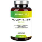 Multivitamins & Minerals 29 Essential Nutrients | Multivitamins Complex with Iron, Zinc, Selenium, Vitamins A, B, C, D, E, L-Cysteine, Biotine, Coenzyme Q10 and 6 More Minerals | 60 Capsules Nutralie