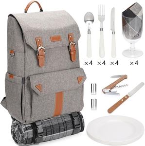 Picnic Backpack for 4 - Insulated Picnic Basket Set, Picnic Cooler Bag with Waterproof Blanket and Dinner Set,Gift Ideas for Couple Wedding or Father, Mother Birthday