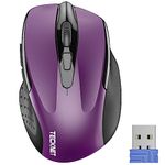 Tecknet M003 2.4G Ergonomic Wireless Mobile Optical Mouse with USB Nano Receiver (Purple)