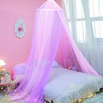 Wnqou Two-tone Bed Canopy Mosquito Net,Pink Purple Bed Canopy for Girls Bed Net,Princess Canopy for Kids Bed Room Decor