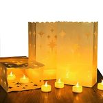 AceList 35 PCS Luminary Bags with 30 PCS Flameless Candles Flickering Tea Lights Candles Battery Operated LED Tea Lights for Wedding Party Valentine's Day, Halloween,Christmas - Meteor