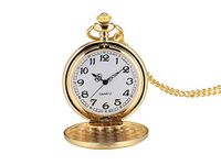 I-MART Smooth Vintage Pocket Watch with Chain (Gold), Gold, Medium