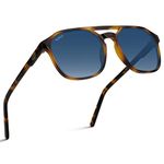 WearMe Pro Polarized Double-Bridge Large Rectangular Men's Sunglasses, Tortoise / Gradient Blue, One Size