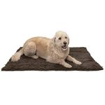 Furhaven Pet Dog Mat | Muddy Paws Absorbent Chenille Shammy Bath Towel & Food Mat Rug for Dogs & Cats, Mud (Brown), Extra Large