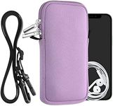 kwmobile Neoprene Phone Bag L - 6.5" - 41.91 x 3.5 inches (16.5 x 8.9 cm) Universal Case Holder with Neck Strap and Zipper - Lavender