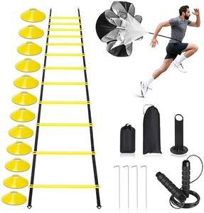 Agility Ladder,Speed Training Equipment Set,20ft Rungs Speed Ladder,Soccer Cones,Jump Rope, Running Resistance Umbrella,Basketball Equipment Football Fitness Training Equipment for Kids Youth Adults