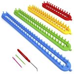 igadgitz home U7217 Long Knitting Loom Set, Long Knitters Loom Kit with Yarn Needle & Pick Hook - Set of 4