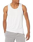 Amazon Essentials Men's Tech Stretch Performance Tank Top Shirt, White, Large