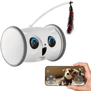 SKYMEE Owl Robot - Interactive Pet Companion with Auto Treat Launcher, 1080P HD Camera & Night Vision, Smart Motion Tracking for Cats/Dogs, 8H Playtime (only 2.4G WiFi Mode)