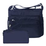 Crossbody Bag for Women Waterproof Shoulder Bag Messenger Bag Casual Nylon Purse Handbag (Large, Navy Blue-RFID)