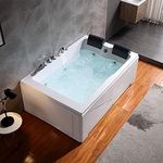 Empava Whirlpool Bathtub 71 Inch,2 Person Whirlpool Tubs With 16 Jets,Jetted Bathtub,Acrylic SPA Bath Tub,Hydro Massage Bathtub With Right Drain,3-Side Apron,White