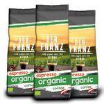 Der-Franz Espresso organic Coffee, whole bean, 3 x 500 g