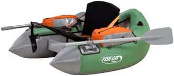 OUTCAST SPORTING GEAR Fish Cat Cruzer 2-Chamber Durable Rowable Vinyl/PVC Boston Valve 250 Lbs Outdoor Water Sports Fishing Float Tube with 2-Piece Oars, Sage