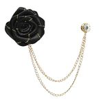 Black Flower Pins for Men Suit Shirt Collar Tassel Chain Lapel Pin for Suit for Wedding Prom Party Accessories for Bridegroom Fashion Brooches and Pins Rose Flower Brooch Pins for Men