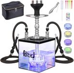 Hookah Set 2 Hose Hookahs Shisha with Everything Modern Cube Hookahs Acrylic Hookah LED Hooka with Hookah Bowl Hookah Tongs Easy Cleaning