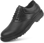 THESTRON Men Golf Shoes Waterproof Professional Golf Footwears Spikes Spikeless Golf Walking Sneakers Turf Sports Golf Training Sneakers for Men (10.5,Black-K01)