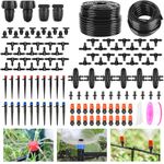 200FT+40FT Irrigation System Kit, Automatic Watering System with 8/11mm Main Irrigation Tubing 4/7mm Distribution Tubing and Accessories, Drip Irrigation System for Greenhouse, Yard, Lawn, Plant