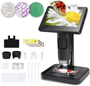 Digital Microscope with 5.0'' Screen, 8000x Microscope for Adults and Kids, Taking Photos and Videos, Suitable for Observing Cells, Coin, Soldering Joints, Specimens