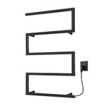 Wall Mounted Electric Towel Warmer, 304 Stainless Hot Towel Warmer for Bath Heated Drying Rack 5 Square Bar 60W (31.5 X 23.6 Inch),Black,Plugin