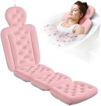 Full Body Bath Pillow for Bathtub, Thick Bathtub Cushion with Laundry Bag, Luxury Tub Pillow for Bath for Headrest Neck and Back Support Pink 60" x 16"