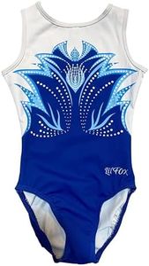 LIL'FOX Gymnastics Leotards for Girls - BLUE LOTUS - Kids Dance, Tumbling, Acrobatics, Leotard for Girls Gymnastics