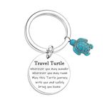 Nimteve Turtle Keyring Travel Turtle Keychain Luck Turtle Gifts Travel Gifts for Family Friends Wherever You May Wander Good Luck Charm Gifts Keyring