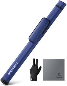 LOCKCUE Billiard Hard Pool Cue Stick Case, Holds 1 Butt and 1 Shaft, for Standard 1/2 Joint 58-Inch Cue Sticks, Blue
