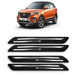 DROHAR® Presenting Car Bumper Protector Guard for Hyundai Creta with Rust Proof Double Chromium Strip (Black Set of 4-Pcs)