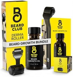 Beard Club Derma Roller & Beard Growth Oil - Microneedling Roller with 540 Titanium Microneedles for Face, Body and Scalp - Beard Roller with Sandalwood & Cedar Beard Oil