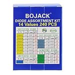 BOJACK 14 Value 240 pcs Diode Assortment Kit Contain Rectifier/Fast Recovery/Schottky/Switching Diode 1N4001 1N4004 1N4007 1N5404 1N5406 1N5408 RL207 FR107 FR207 UF4007 1N5817 1N5819 1N5822 1N4148