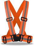 Premium Elastic Flex fit High Visibility Hi Vis Fluorescent Safety Vest/Belt/Suspender, Orange / Silver, Flex size