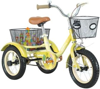 Empylynzar Kids Tricycle with Safety Features, Wide Anti-Skid Tires, Storage Basket, Soft Cushion Seat, Red (Yellow)
