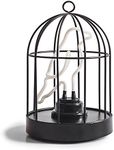 Suck UK | Neon Light Up Bird | Metal Birdcage With Neon Sign | Table Lamp For Bedroom Decor Or Living Room Decor | Battery Lamp & USB Light | Desk Lamp & Desk Light For Desk Decor | Vintage Room Decor