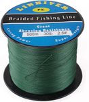 Braided Fishing Line, 4 Strands Super Strong PE Fishing Line 10LB/ 20LB/ 30LB/40LB for Saltwater and Freshwater, Abrasion Resistant, High Sensitivity, Thin Diameter Superline - Darkgreen(547Yds, 12LB)