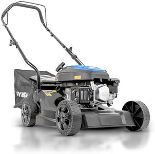 Hyundai Petrol Lawn Mower, 16'' 39cm Cutting Width, 131cc Engine, 35L Collection Bag and Rear Discharge, Hand Push, Black Edition