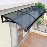 EVOZEN Awning, Awnings for House,UPF 50+,Door Awning,Aluminum Alloy Bracket,Polycarbonate Front Door Canopy for Sun Shutter,UV,Rain,Snow Protection