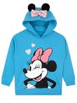 Disney Girls Minnie Mouse Hoodie | Girls Hoodie With 3D Minnie Ears | Blue 9-10 Years