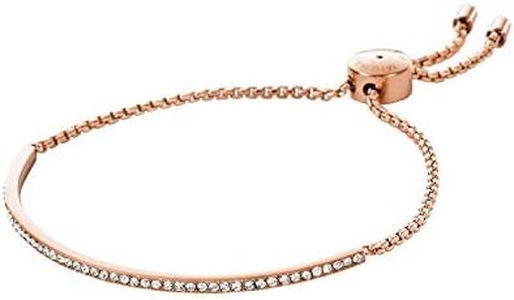 Michael Kors Women's Stainless Steel Rose Gold-Tone Slider Bracelet with Crystal Accents, One Size, Metal