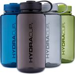 Hydra Cup Sport [4 Pack] 32 oz Wide Mouth Water Bottles, Large Sports Water Bottle with Strap Handle, Travel To Go, BPA Free (Dark Colors)