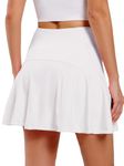 Soudittur Women's Pleated Tennis Skirt with Shorts Athletic Golf Skort Activewear Sport Workout Running Skirts with Zipper Pocket High Waist(White, S)