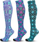 LEVSOX Compression Socks Women and Men, 20-30mmHg, Best for Nurses, Travel, Pregnancy, 3 Pairs Printing Mix 1