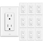 BESTTEN 10 Pack - 15 Amp Tamper-Resistant Decor Receptacle Outlet, Decorative Standard Electrical Wall Outlet, Wallplate Included, Residential and Commercial Use, 15A/125V/1875W, cUL Listed, White