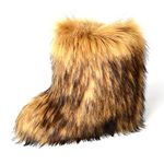 YAMERBO Faux Fur Boots for Women, Fuzzy Flurry Furry Leg Warm Boots, Winter Mid-Calf Snow Shoes, Fashion and Comfortable Outdoor Comfortable Furry Girl Boots