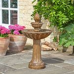 Garden Mile Freestanding Solar Water Fountain - 85cm Resin Weather Resistant Outdoor Solar Water Feature & Bird Bath - Large Garden Fountain for Patio, Outdoor Centrepiece, Lawn Decorations & Gifts